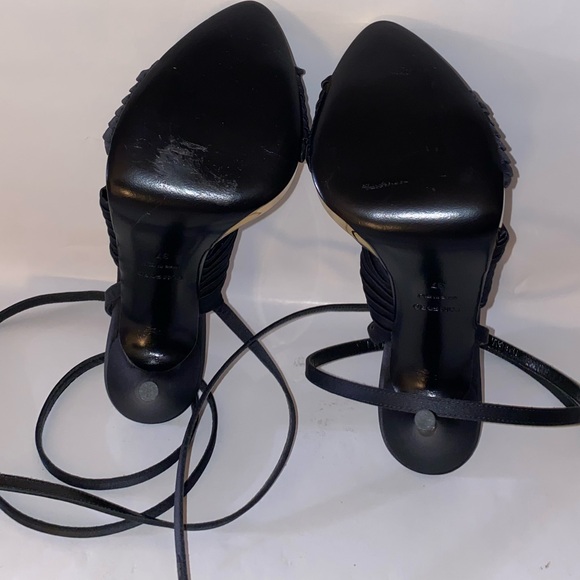 TOM FORD Pleated Satin Ankle-Wrap Platform Sandals - Black Size 37 NWT - Picture 12 of 17